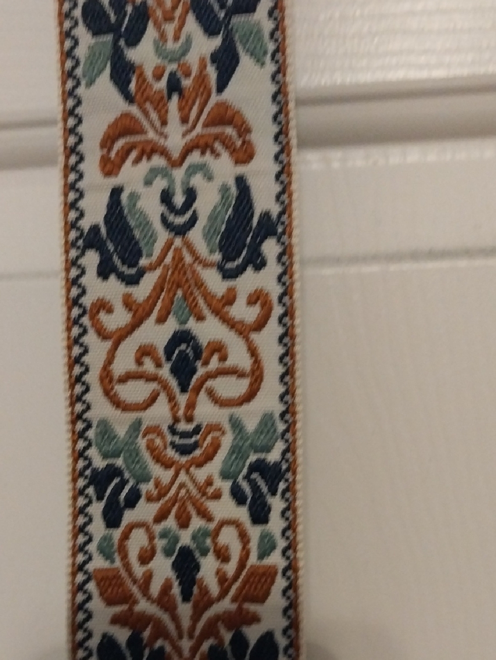 Embroidered Boho Guitar/Bag Strap in Navy, Rust & Cream Purse Or Laptop - Picture 3 of 3